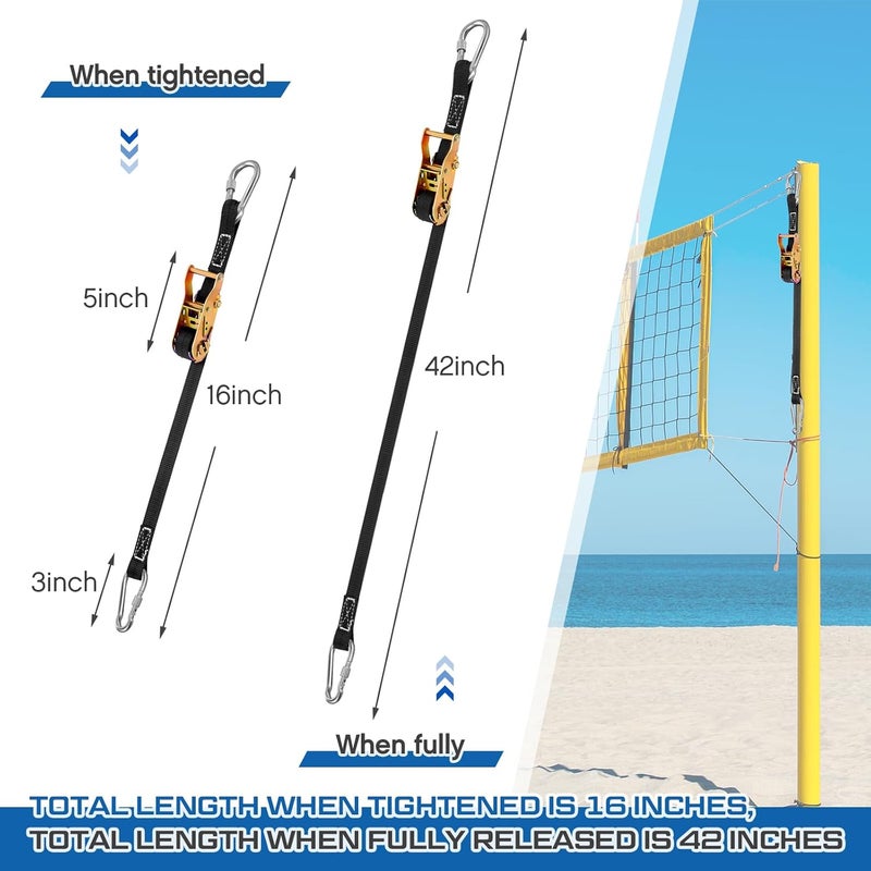 MiniInflat 2 Pcs Volleyball Net Tensioning Ratchet Strap, Heavy Duty Net Tensioning Lever Ratchet, Volleyball Poles Rope Tightener for Indoor & Outdoor Use - Image 2